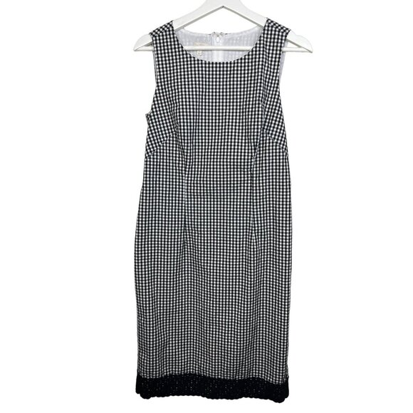 Talbots Dress Womens Size 4 Small Sleeveless Sheath Black White Plaid Checkered - Picture 1 of 13